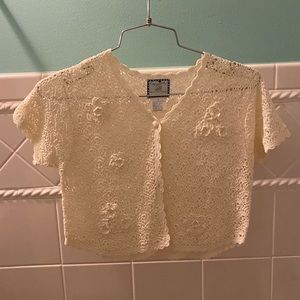 Cornelloki Cream Crochet Girls Sweater